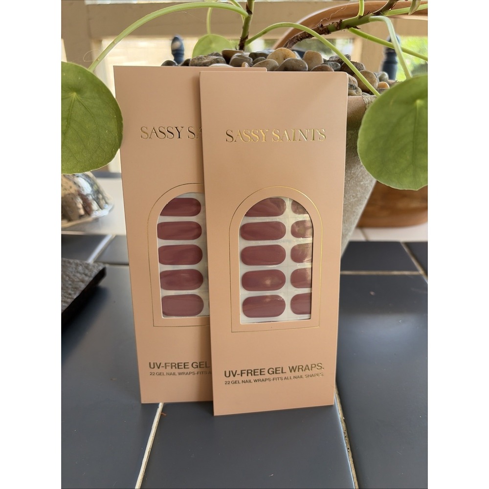 Sassy Saints UV Free Gel Nail Wraps - NEW Set of 2 Deep Petal (D5)